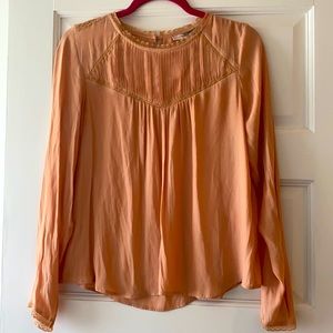 Rose polyester blouse with lace